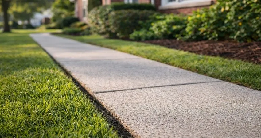 Clean lawn edging along sidewalk at residential home in Indianapolis Indiana